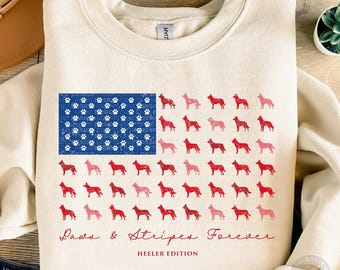 Paws and Stripes Forever Heeler Edition PNG | 4th of July Patriotic Heeler Design | USA Dog Lover Sublimation