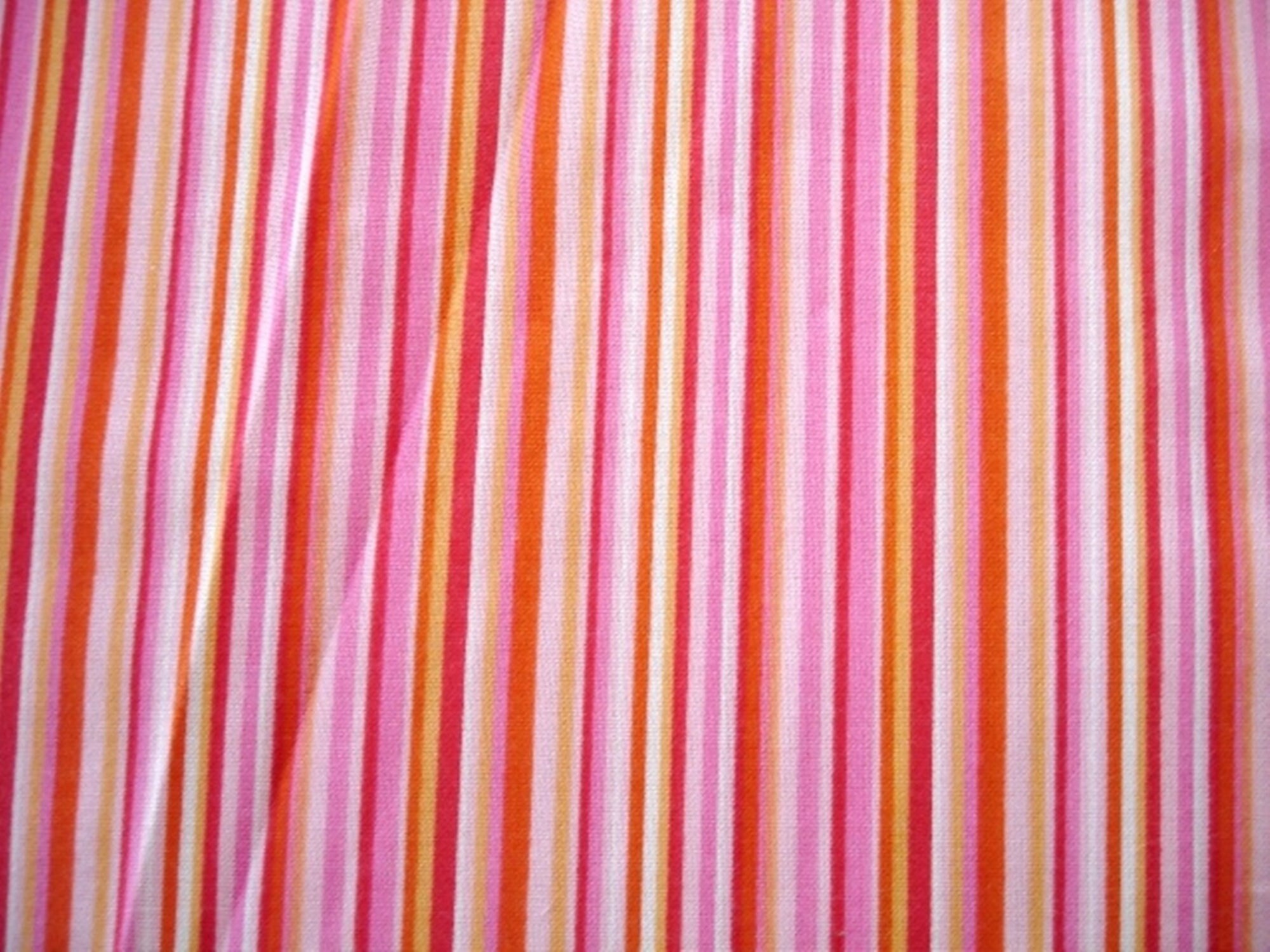 Pink red orange and yellow Striped fabric yard 1/2 Etsy