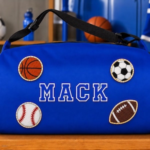 Personalized Kids Duffel Bag | Custom Name Varsity Patch Gym Sports Bag | Sports, Travel | Custom Weekender Bag
