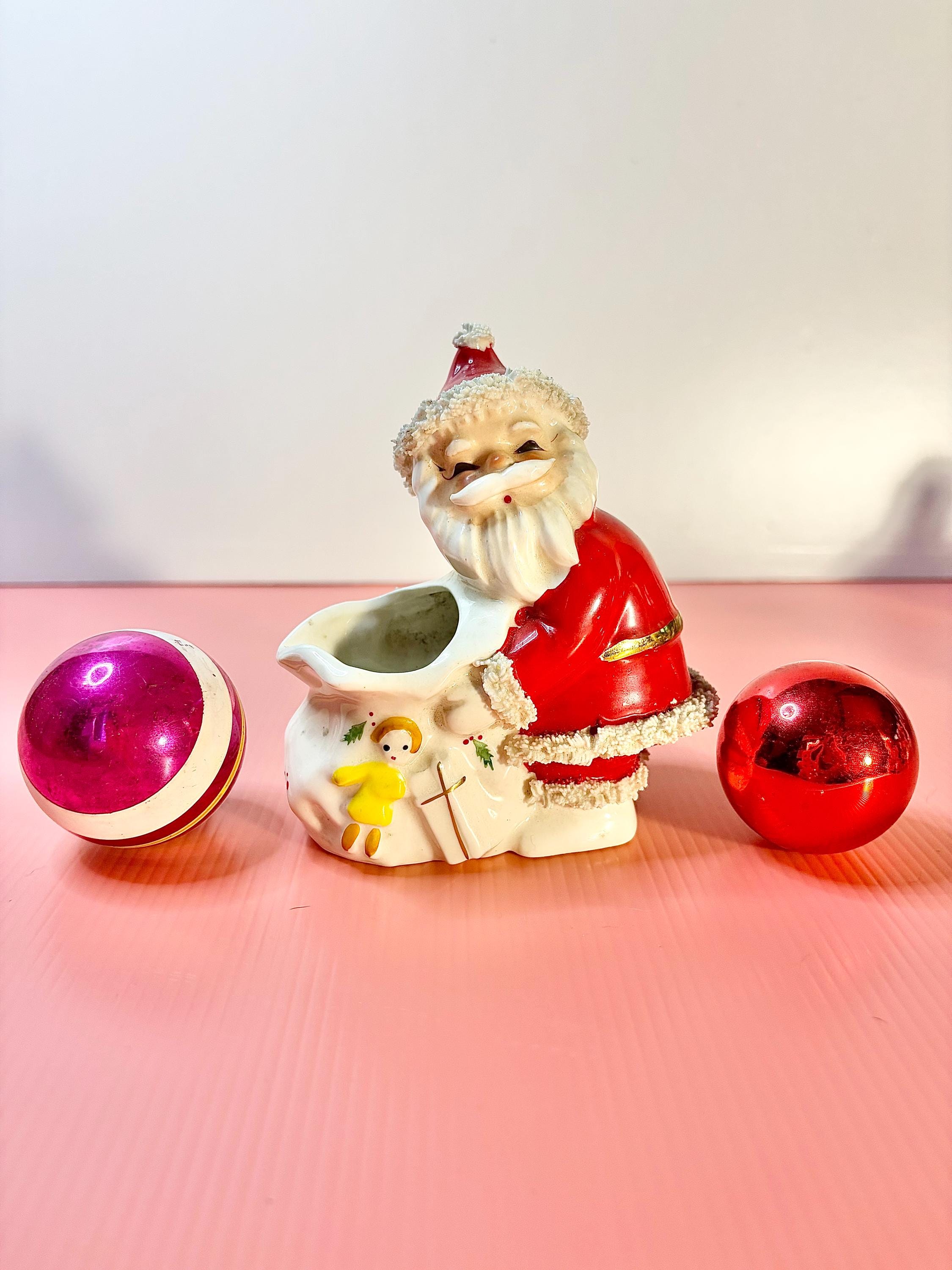 Vintage Ceramic Santa With Bag - Etsy