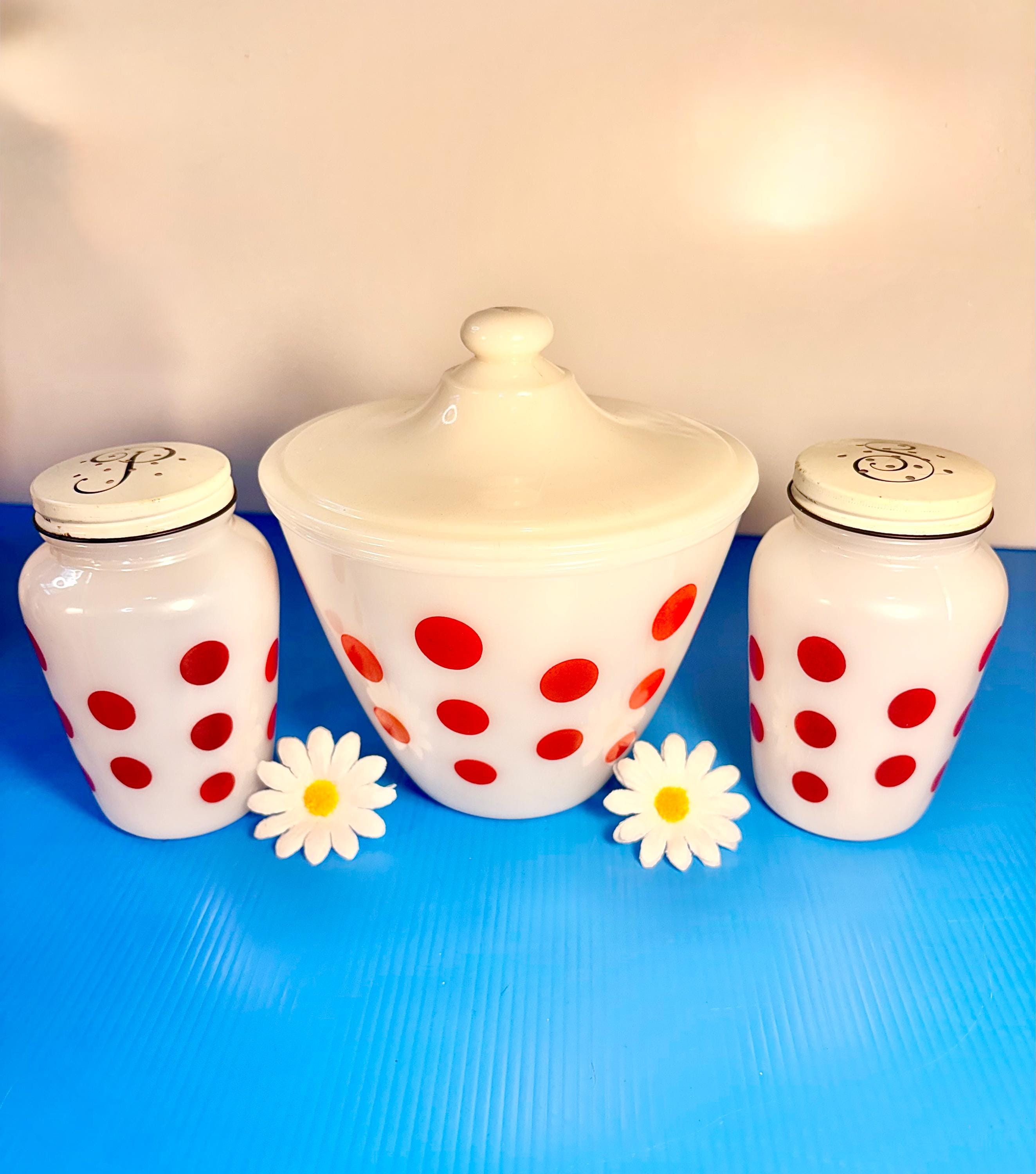 Fire King Red Dots Salt and Pepper - Etsy