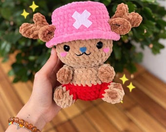 Chopper amigurumi pdf-zelfstudie, haakpatroon anime knuffel, doe-het-zelfpop