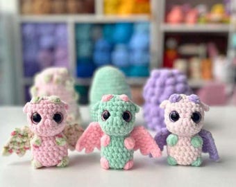 Schlüpfender Baby Drache & Ei Amigurumi Häkelanleitung - schlüpfende Fantasie Wesen, DIY Plüschtier PDF Anleitung