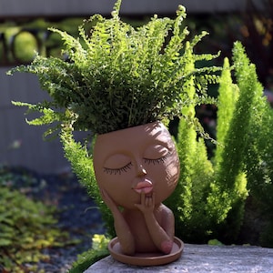 Face Planter Pot, Resin Head Flower Planter for Succulents & Indoor Plants, Decorative