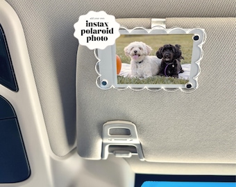 Scallop Instax Photo Frame - Wave Polaroid Car Visor Clip, Personalized Father's Day Gift, Print