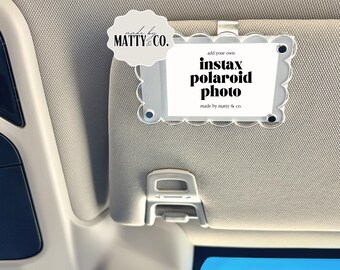 Wave Instax Polaroid Frame - Car Visor Photo Clip Scalloped, Personalized Gift Father's Day
