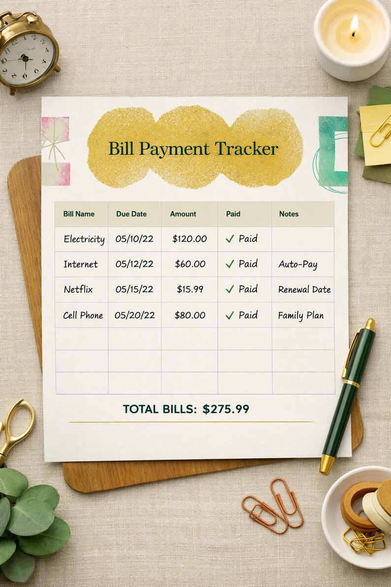 Bill Payment Tracker Printable | Monthly Bill Tracker | Bill Organizer ...