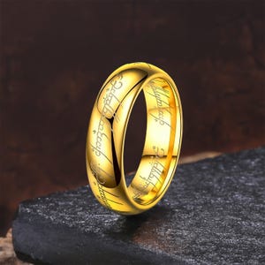 Magical Elf Text Wedding Ring, Choose The Right Ring, CTR Elvish Ring, Mysterious Elf Jewelry, Custom Ring 4mm-6mm-8mm Gold