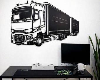 Semi Truck Metal Wall Art, Industrial Transportation Decor, Garage Sign, Gift for Driver
