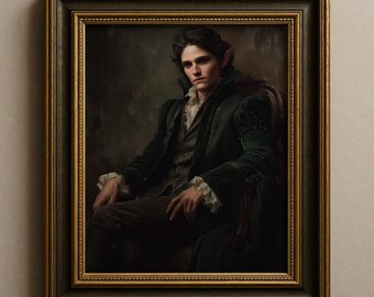 Male Fantasy Elf Art, Gothic Wall Prints, Dark Academia Decor
