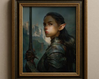 Dark Elf Princess Art Print, Enchanted Castle, Medieval Fantasy Wall Art