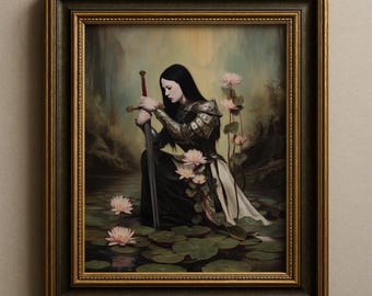Lady Of The Lake Art, Arthurian Legend Print, Gothic Wall Decor