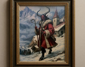 Christmas Krampus Print, Dark Alpine Folklore Wall Art, Gothmas Home Decor