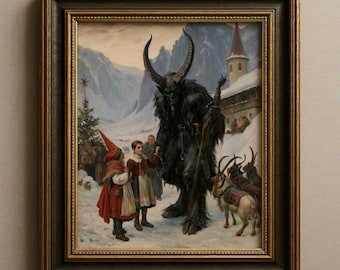 Krampus Christmas Print, Alpine Gothic Holiday Wall Art, Gothmas Folklore Decor