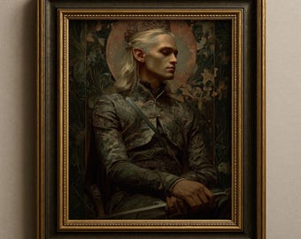 Dark Gothic Elf Prince Art, Elven Warrior Portrait, Fantasy Gothic Decoration
