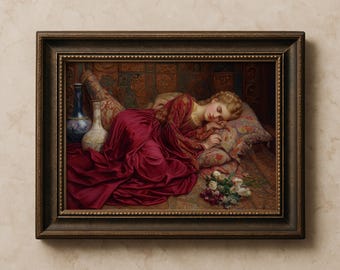 Sleeping Beauty Art, Victorian Fairytale Print, Romantic Painting Fantasy Decor