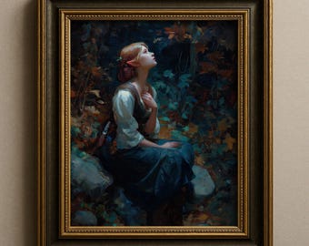 Wood Elf Fantasy Art, Fairytale Prints, Light Cottagecore Decor