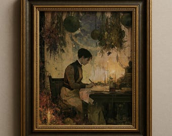 Witchy Wall Art Astronomer Print, Dark Academia Study Decor, Dark Fantasy Artwork