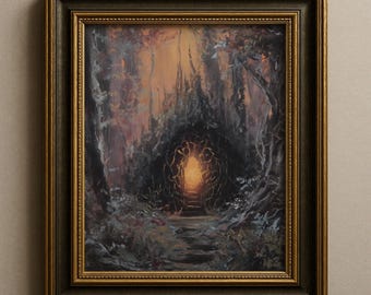 Forest Portal Fairy Art Print, Dark Cottagecore Decor, Gothic Fantasy Art