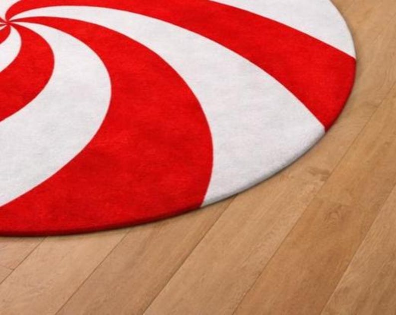 Red and White Peppermint Swirl Round Rug – Candy Theme Playroom ...
