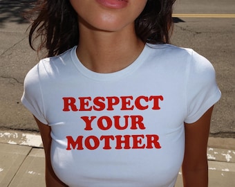 Camiseta "Respeta a tu madre, bebé", camiseta inspirada en Harry Styles, top corto con estampado ecológico, camiseta vintage retro del Día de la Tierra, regalo con estética indie Y2K.