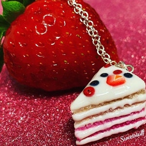 Strawberry layer cake necklace