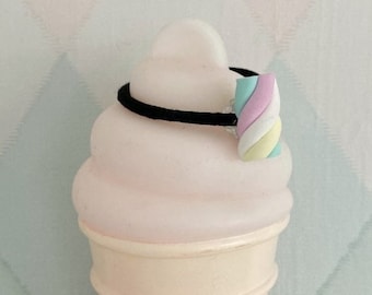 Pastel marshmallow hair tie polymer clay