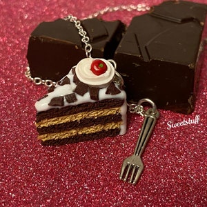 Chocolate cake slice necklace