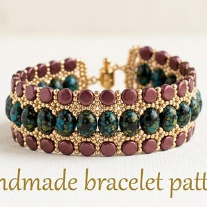 Bead Weaving Pattern for Bracelet - Modern Geometric Beaded Jewelry Tutorial - DIY PDF Digital Download - Charline Design