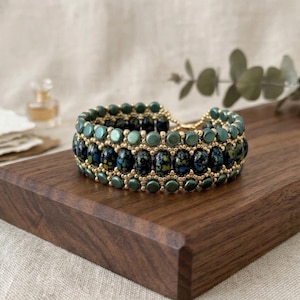 Bead Weaving Pattern for Bracelet - Modern Geometric Beaded Jewelry Tutorial - DIY PDF Digital Download - Charline Design