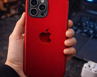 Funda para teléfono con el logotipo de Apple en rojo mate / Funda resistente