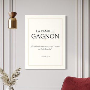 Affiche Famille Personnalisée | Nom de Famille & Prénoms | Cadeau Maison Personnalisé | Décoration Murale Élégante | Depuis [Année]