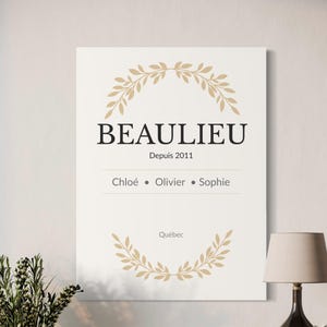 Affiche Famille Personnalisée | Nom de Famille & Prénoms | Cadeau Maison Personnalisé | Décoration Murale Élégante | Depuis [Année]