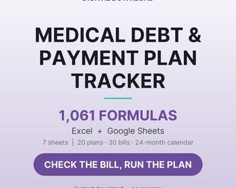 Medical Debt Payment Plan Tracker Google Sheets | Bill and Debt Payoff Spreadsheet Template, Instalment Due Date Tracker | Excel Download