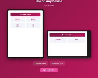 Cycling Tracker | Dashboard + Achievements | Excel & Google Sheets | 10+ Sheets | 200+ Formulas | Digital Download