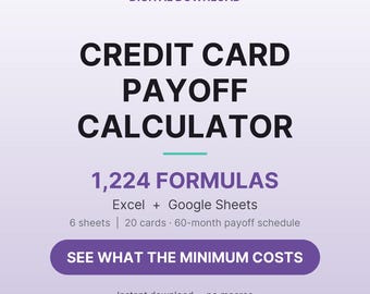Credit Card Payoff Tracker Template Excel & Google Sheets | Credit Card Payoff Calculator Spreadsheet, Interest Saved Calculator