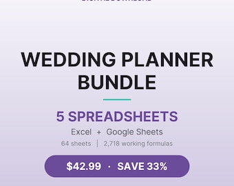 Wedding Budget Spreadsheet Google Sheets | Wedding Budget Tracker Template, Guest List + Vendor Payment Planner | Excel Download