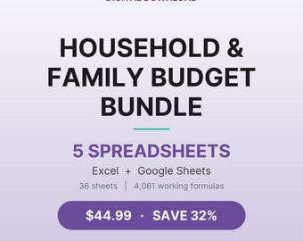 ADHD Budget Planner Google Sheets Bundle | ADHD Budget Planner Printable, Couples Budget + Cleaning Tracker | Excel Digital Download