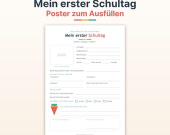 Einschulung Poster zum Ausfüllen 2026 | Mein erster Schultag | Einschulung Geschenk Erinnerung Schulkind | A4 Digital Download