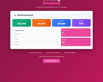 Cleaning Schedule Template Printable | Weekly Cleaning Schedule Spreadsheet, Dashboard + Achievements | Excel Google Sheets