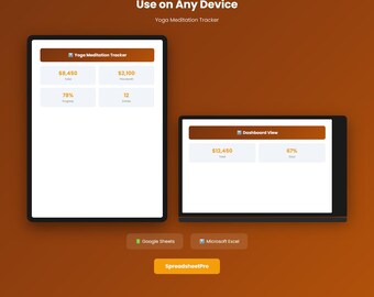 Yoga Tracker Excel & Google Sheets | Yoga Meditation Tracker Spreadsheet, Dashboard + Achievements | Digital Download