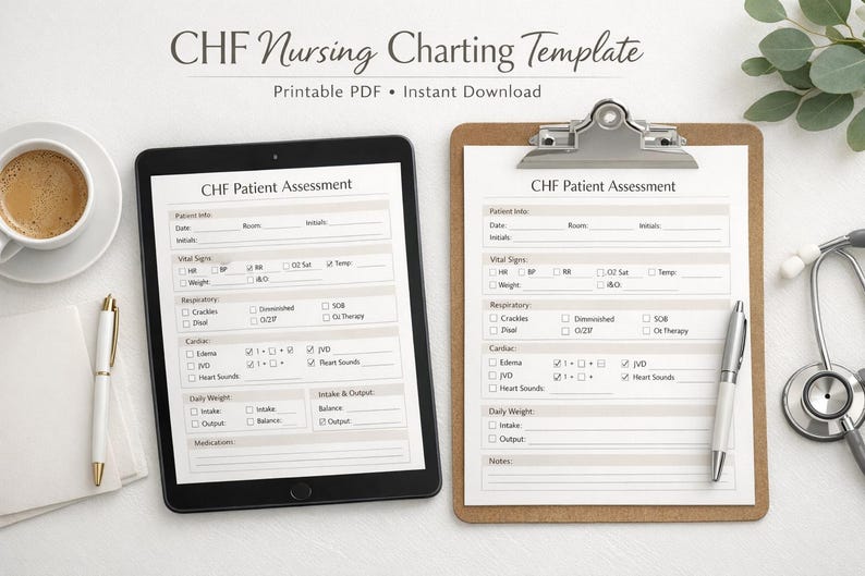 Skilled Nursing CHF Charting Template | Congestive Heart Failure ...