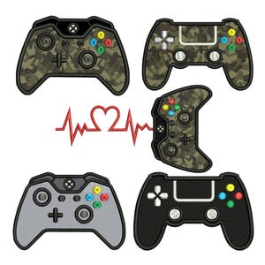 Video Game Fill & Applique Embroidery Design Set | Gamer Icons stitch files (Digital Download)