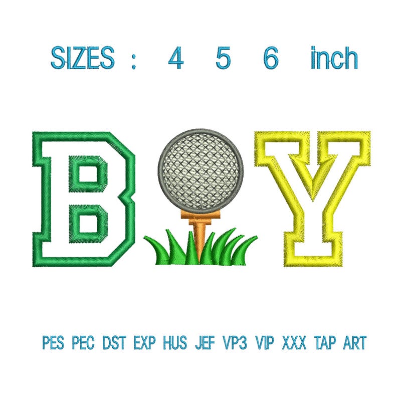 Golf Boy Applique Embroidery Design | Sports Letter Machine Stitch File ...