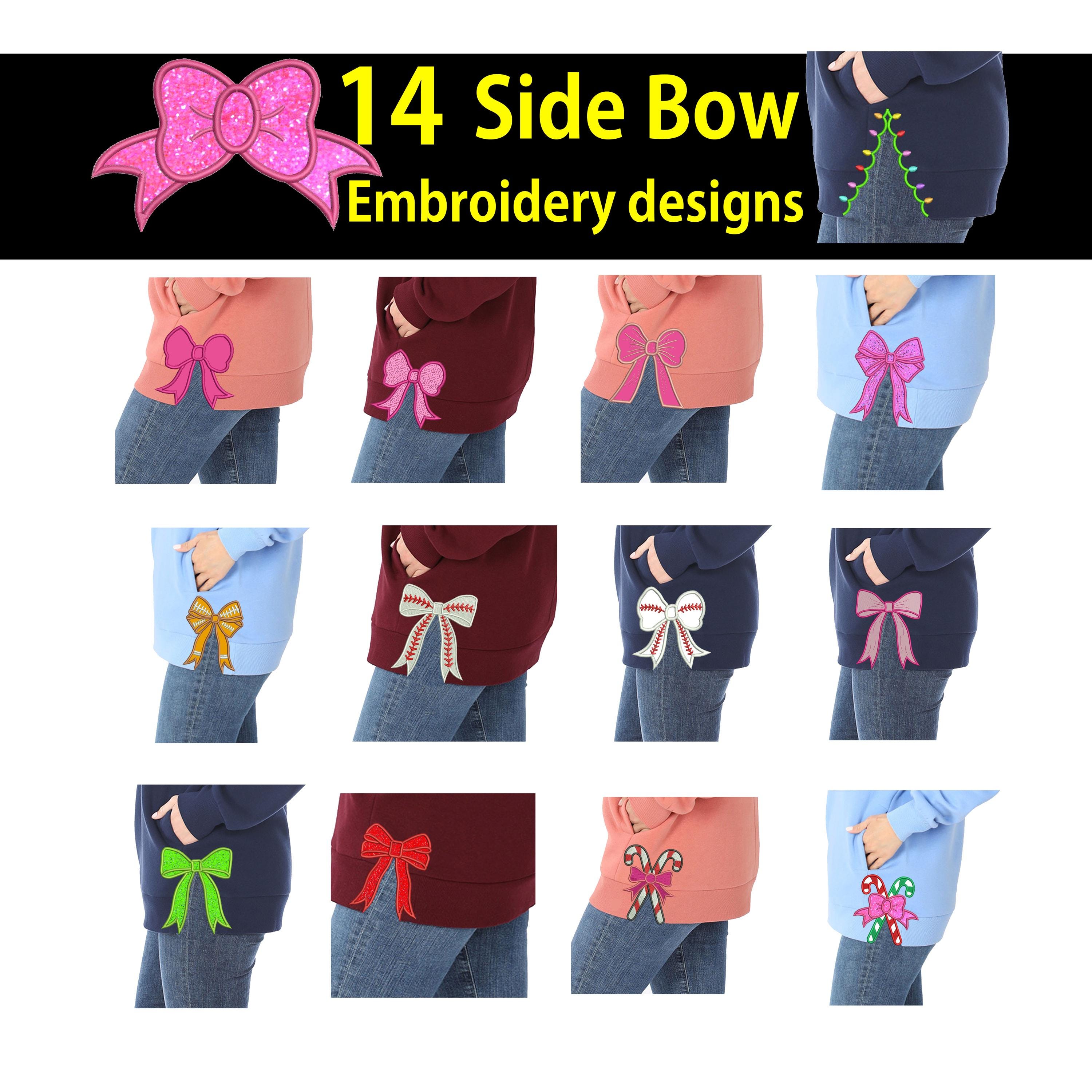 14 Side Bow Applique Embroidery Design Bundle Seam Split Machine Files ...