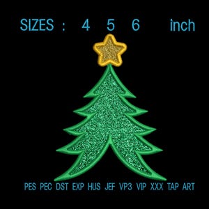 Doppelnaht Weihnachtsbaum Stickdatei | Kokette Side Bow Baum Applikationsdatei
