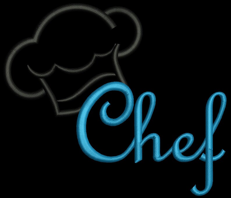 Chef Lettering Embroidery Design | Applique Hat Accent on C | Culinary ...