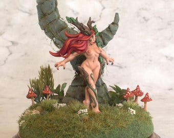 NSFW Hand Painted Druid Miniature with Diorama Base