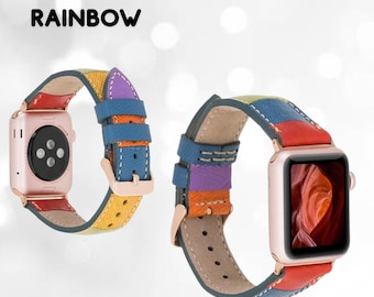 Personalized Full Grain Leather Apple Watch Band, Engraved iWatch Strap