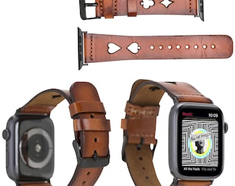 Custom Leather Apple Watch Band, Personalized  iWatch Strap Women,